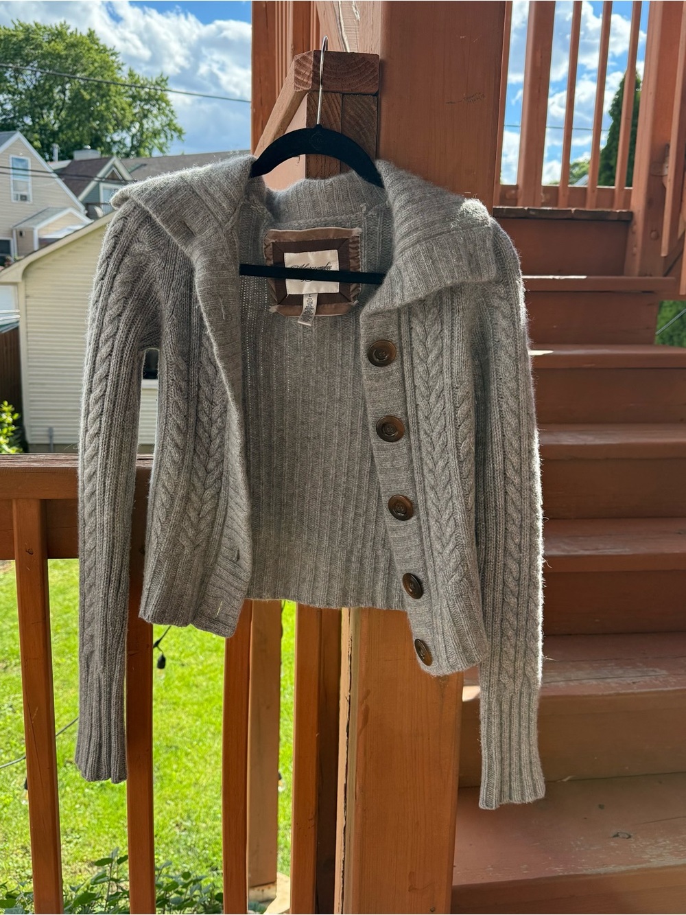 Abercrombie & Fitch Gray Cable-Knit Button Cardigan